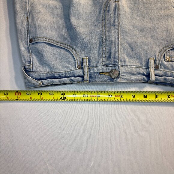 Free People Lacey Distressed Denim Cutoff Lace Hem High Rise Shorts, W28 - Picture 3 of 12